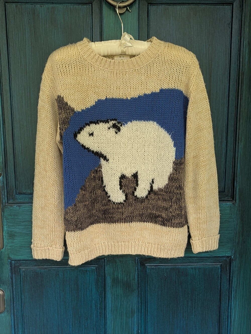 UO Pins and Needles Polar Bear Sweater | Cozy Arctic Bear Knit  | Size Medium